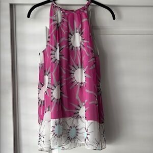 DVF Diane von Furstenberg SILK Lainey Pink White Sun Print Halter Top 4 6